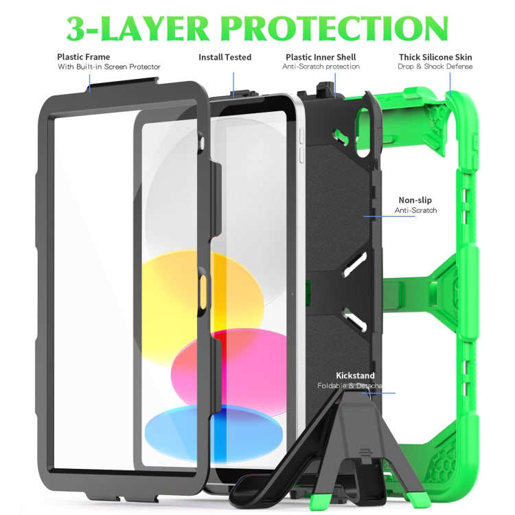 For iPad 2025 / 2022 Rugged Silicone Hard PC Tablet Case with Holder(Green) - iPad 2025 / 2022 Cases by buy2fix | Online Shopping UK | buy2fix