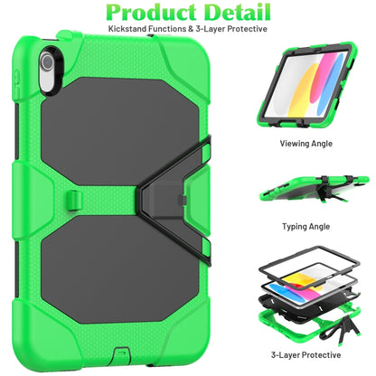 For iPad 2025 / 2022 Rugged Silicone Hard PC Tablet Case with Holder(Green) - iPad 2025 / 2022 Cases by buy2fix | Online Shopping UK | buy2fix
