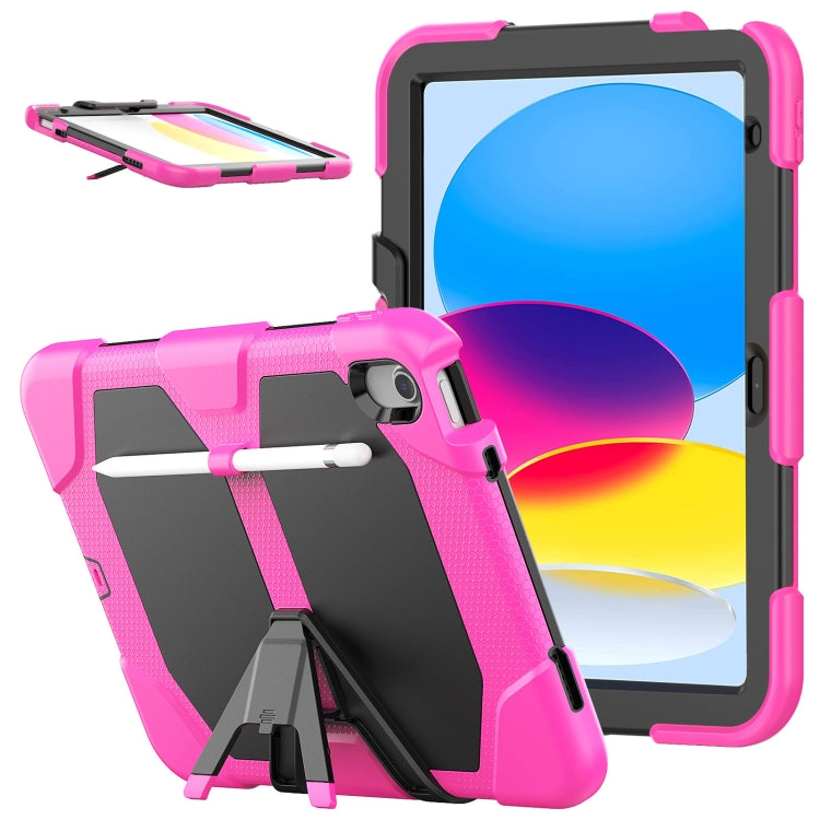 For iPad 2025 / 2022 Rugged Silicone Hard PC Tablet Case with Holder(Rose Red) - iPad 2025 / 2022 Cases by buy2fix | Online Shopping UK | buy2fix
