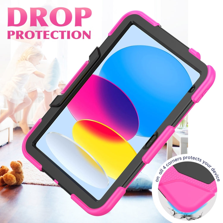 For iPad 2025 / 2022 Rugged Silicone Hard PC Tablet Case with Holder(Rose Red) - iPad 2025 / 2022 Cases by buy2fix | Online Shopping UK | buy2fix