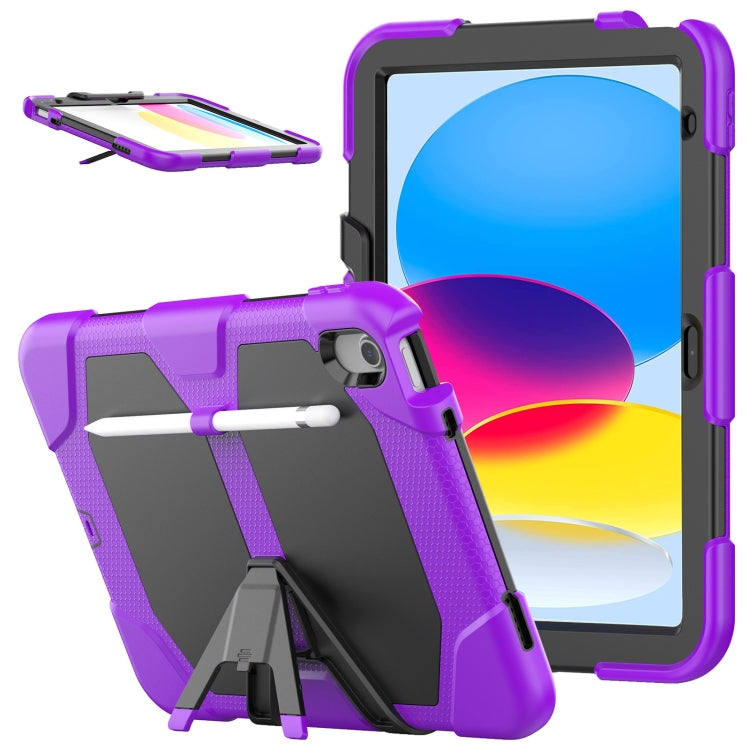 For iPad 2025 / 2022 Rugged Silicone Hard PC Tablet Case with Holder(Purple) - iPad 2025 / 2022 Cases by buy2fix | Online Shopping UK | buy2fix