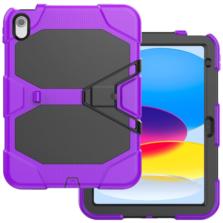 For iPad 2025 / 2022 Rugged Silicone Hard PC Tablet Case with Holder(Purple) - iPad 2025 / 2022 Cases by buy2fix | Online Shopping UK | buy2fix