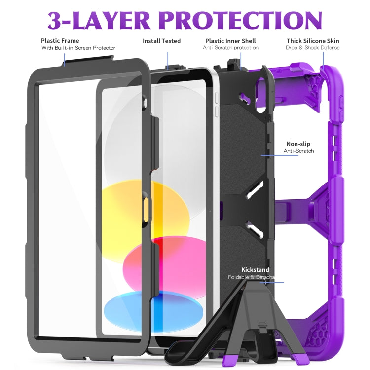 For iPad 2025 / 2022 Rugged Silicone Hard PC Tablet Case with Holder(Purple) - iPad 2025 / 2022 Cases by buy2fix | Online Shopping UK | buy2fix