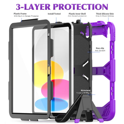 For iPad 2025 / 2022 Rugged Silicone Hard PC Tablet Case with Holder(Purple) - iPad 2025 / 2022 Cases by buy2fix | Online Shopping UK | buy2fix