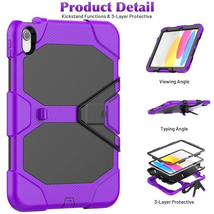 For iPad 2025 / 2022 Rugged Silicone Hard PC Tablet Case with Holder(Purple) - iPad 2025 / 2022 Cases by buy2fix | Online Shopping UK | buy2fix