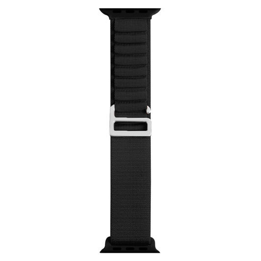 Silver Buckle Nylon Watch Band For Apple Watch Ultra 49mm / Series 8&7 45mm / SE 2&6&SE&5&4 44mm(Black) by buy2fix