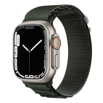 Silver Buckle Nylon Watch Band For Apple Watch Ultra 49mm / Series 8&7 45mm / SE 2&6&SE&5&4 44mm(Green) by buy2fix
