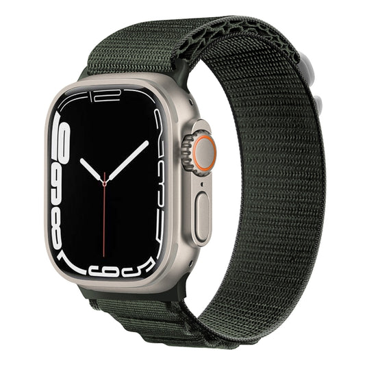 Silver Buckle Nylon Watch Band For Apple Watch Ultra 49mm / Series 8&7 45mm / SE 2&6&SE&5&4 44mm(Green) by buy2fix