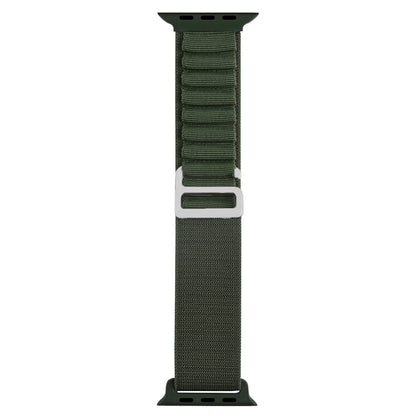 Silver Buckle Nylon Watch Band For Apple Watch Ultra 49mm / Series 8&7 45mm / SE 2&6&SE&5&4 44mm(Green) by buy2fix