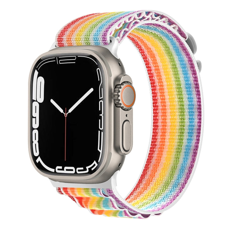 Silver Buckle Nylon Watch Band For Apple Watch Ultra 49mm / Series 8&7 45mm / SE 2&6&SE&5&4 44mm(Colorful) by buy2fix