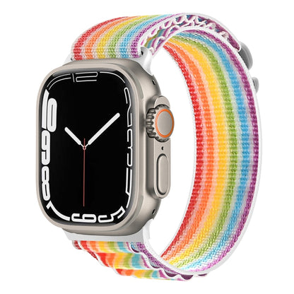 Silver Buckle Nylon Watch Band For Apple Watch Ultra 49mm / Series 8&7 45mm / SE 2&6&SE&5&4 44mm(Colorful) by buy2fix