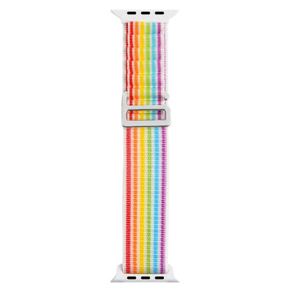 Silver Buckle Nylon Watch Band For Apple Watch Ultra 49mm / Series 8&7 45mm / SE 2&6&SE&5&4 44mm(Colorful) by buy2fix