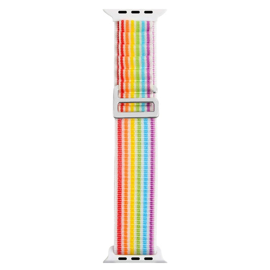 Silver Buckle Nylon Watch Band For Apple Watch Ultra 49mm / Series 8&7 45mm / SE 2&6&SE&5&4 44mm(Colorful) by buy2fix
