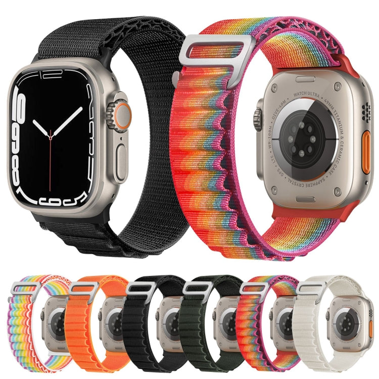 Silver Buckle Nylon Watch Band For Apple Watch Ultra 49mm / Series 8&7 45mm / SE 2&6&SE&5&4 44mm(Black) by buy2fix
