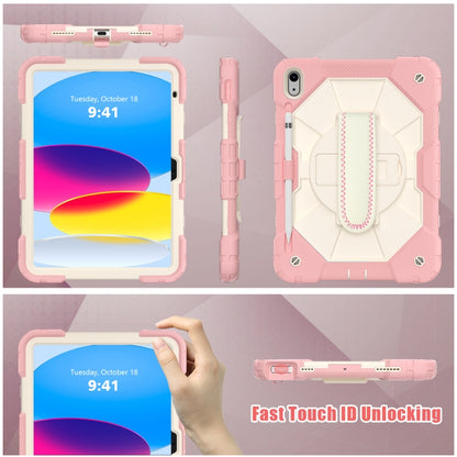 For iPad 2025 / 2022 Contrast Color Robot Shockproof Silicon + PC Tablet Protective Case with Crossbody Rope(Rose Gold+Beige) - iPad 2025 / 2022 Cases by buy2fix | Online Shopping UK | buy2fix