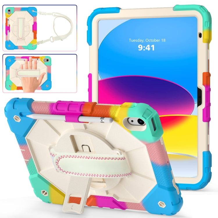 For iPad 2025 / 2022 Contrast Color Robot Shockproof Silicon + PC Tablet Protective Case with Crossbody Rope(Colorful Mint) - iPad 2025 / 2022 Cases by buy2fix | Online Shopping UK | buy2fix