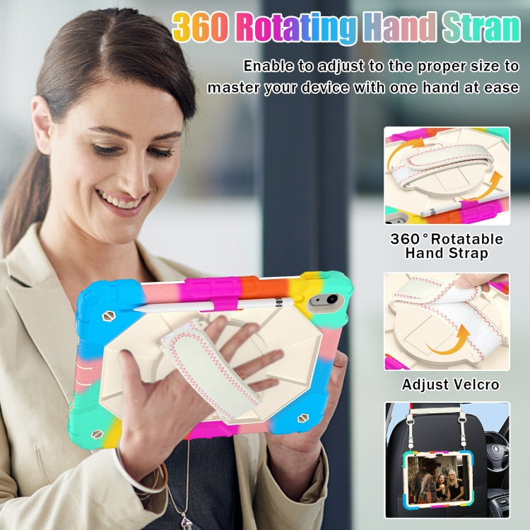 For iPad 2025 / 2022 Contrast Color Robot Shockproof Silicon + PC Tablet Protective Case with Crossbody Rope(Colorful Mint) - iPad 2025 / 2022 Cases by buy2fix | Online Shopping UK | buy2fix