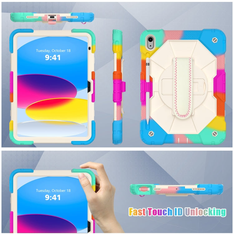 For iPad 2025 / 2022 Contrast Color Robot Shockproof Silicon + PC Tablet Protective Case with Crossbody Rope(Colorful Mint) - iPad 2025 / 2022 Cases by buy2fix | Online Shopping UK | buy2fix