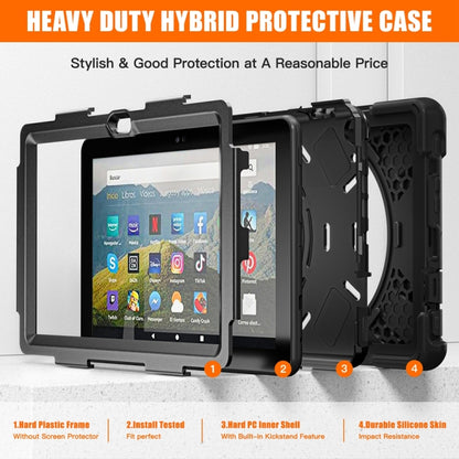 For Amazon Fire HD 8 2022 Hard PC Soft Silicone Full Body Protective Tablet Case(Black) - Amazon by buy2fix | Online Shopping UK | buy2fix