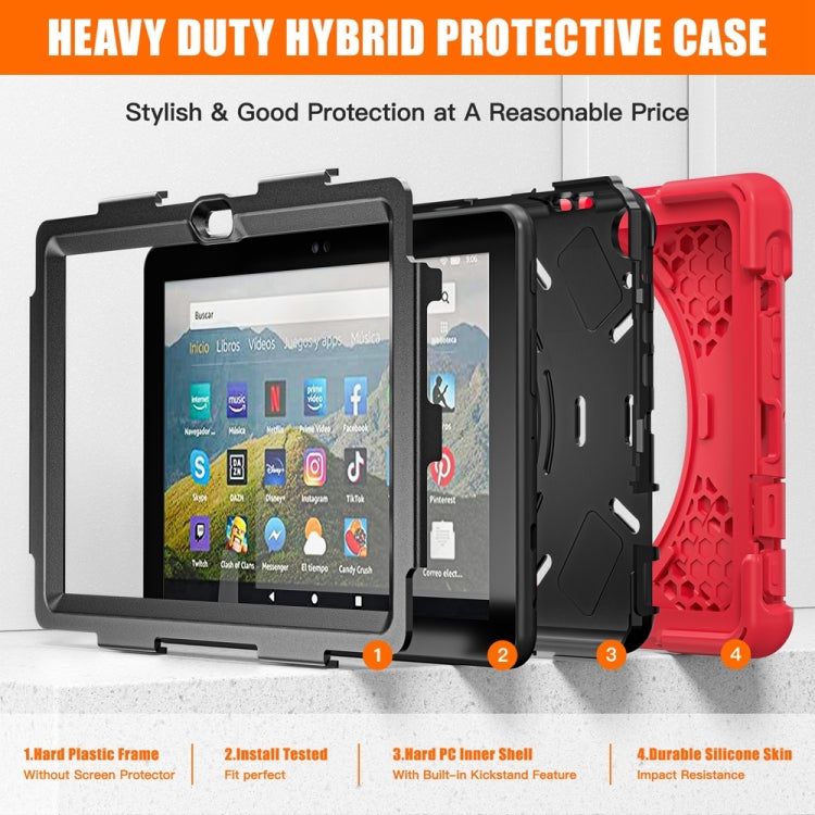For Amazon Fire HD 8 2022 Hard PC Soft Silicone Full Body Protective Tablet Case(Red) - Amazon by buy2fix | Online Shopping UK | buy2fix