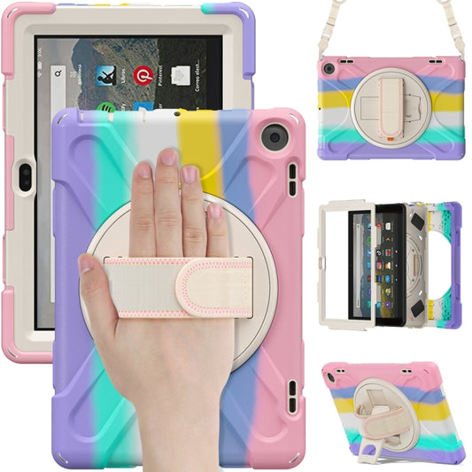 For Amazon Fire HD 8 2022 Hard PC Soft Silicone Full Body Protective Tablet Case(Colorful Pink) - Amazon by buy2fix | Online Shopping UK | buy2fix