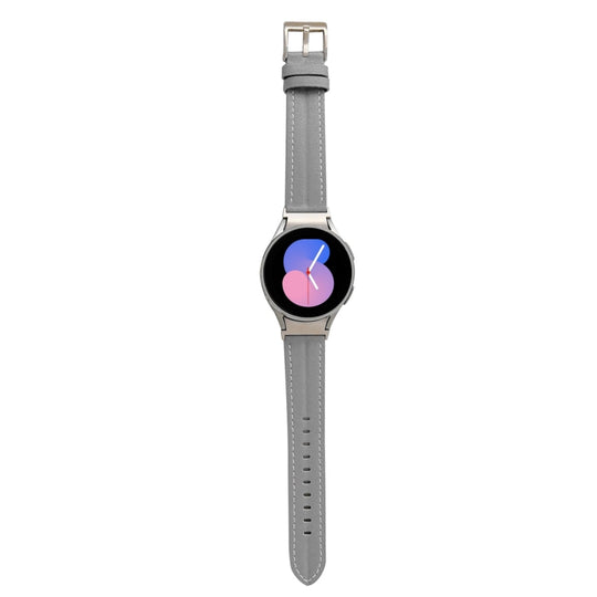 For Samsung Galaxy Watch5 40mm / 44mm Grooved Genuine Leather Watch Band(Dark Grey)