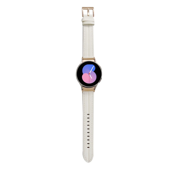 For Samsung Galaxy Watch5 40mm / 44mm Grooved Genuine Leather Watch Band(White)