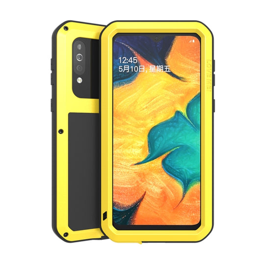 For Galaxy A40s LOVE MEI Metal Shockproof Waterproof Dustproof Protective Case(Yellow)