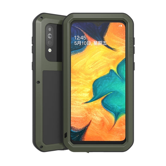For Galaxy A40s LOVE MEI Metal Shockproof Waterproof Dustproof Protective Case(Army Green)