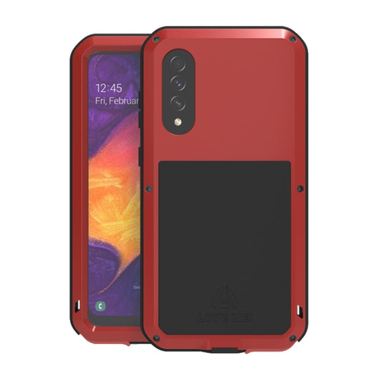 For Galaxy A50 LOVE MEI Metal Shockproof Waterproof Dustproof Protective Case(Red)