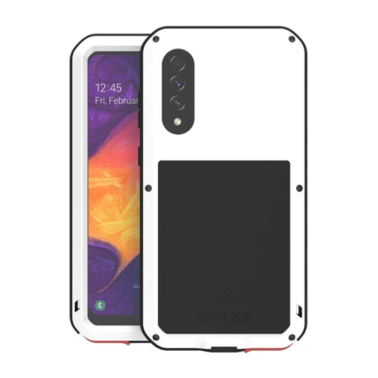 For Galaxy A50 LOVE MEI Metal Shockproof Waterproof Dustproof Protective Case(White)
