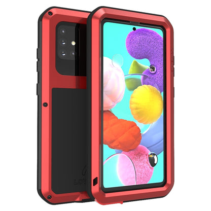 For Galaxy A51 LOVE MEI Metal Shockproof Waterproof Dustproof Protective Case(Red) by LOVE MEI