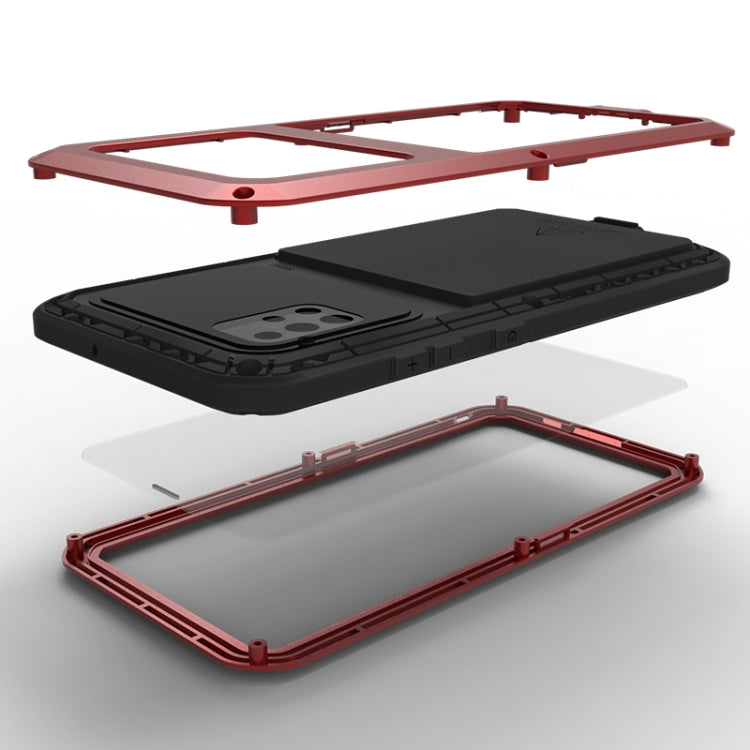 For Galaxy A51 LOVE MEI Metal Shockproof Waterproof Dustproof Protective Case(Red) by LOVE MEI