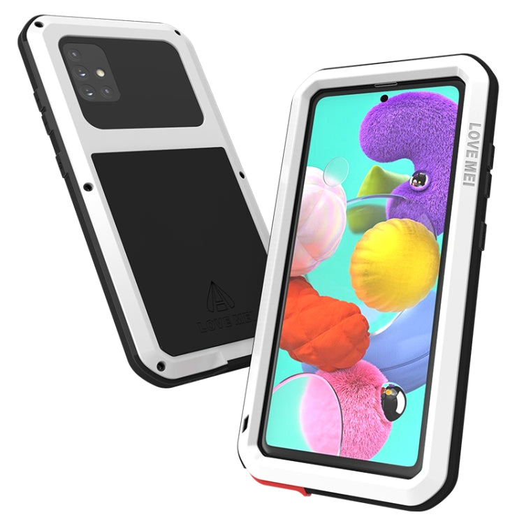 For Galaxy A51 LOVE MEI Metal Shockproof Waterproof Dustproof Protective Case(White) by LOVE MEI