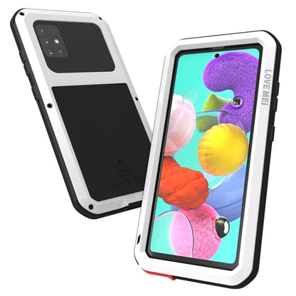 For Galaxy A51 LOVE MEI Metal Shockproof Waterproof Dustproof Protective Case(White) by LOVE MEI