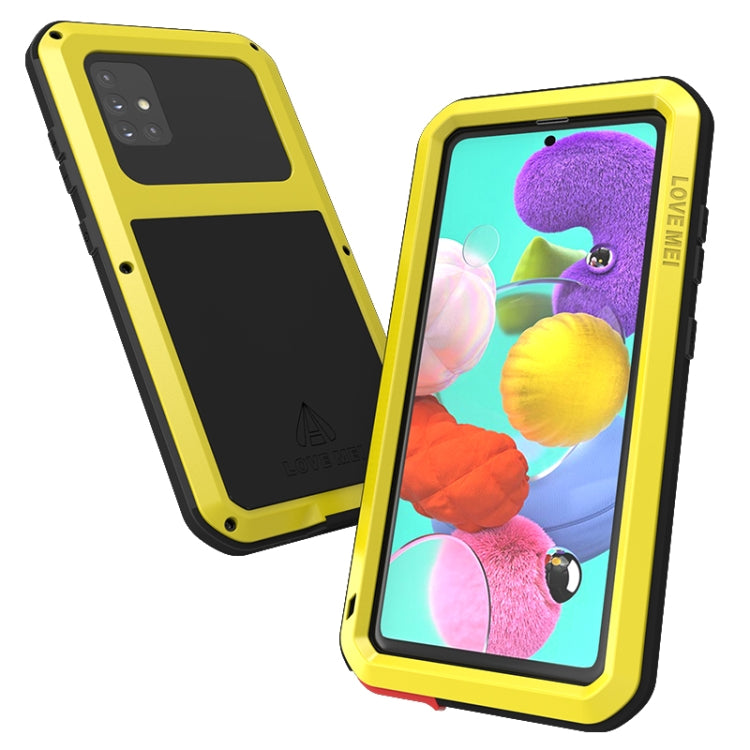 For Galaxy A51 LOVE MEI Metal Shockproof Waterproof Dustproof Protective Case(Yellow) by LOVE MEI