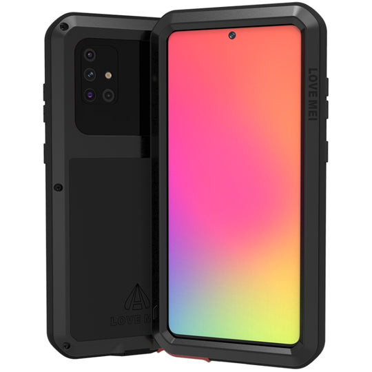 For Galaxy A71 LOVE MEI Metal Shockproof Waterproof Dustproof Protective Case(Black)