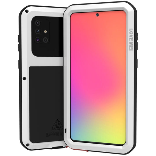 For Galaxy A71 LOVE MEI Metal Shockproof Waterproof Dustproof Protective Case(White)