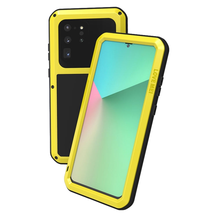For Galaxy S20 Ultra LOVE MEI Metal Shockproof Waterproof Dustproof Protective Case(Yellow) by LOVE MEI