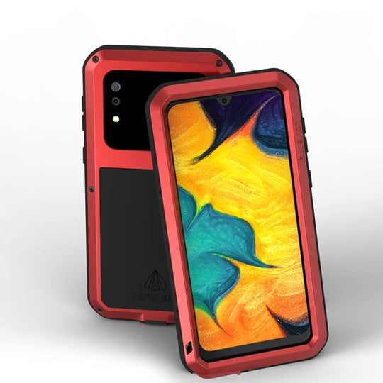 For Galaxy A30 LOVE MEI Metal Shockproof Waterproof Dustproof Protective Case(Red)