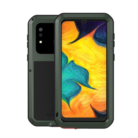 For Galaxy A30 LOVE MEI Metal Shockproof Waterproof Dustproof Protective Case(Army Green)