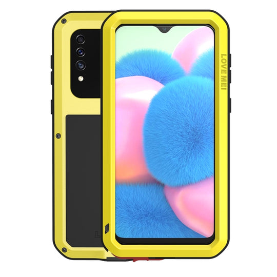 For Galaxy A30s LOVE MEI Metal Shockproof Waterproof Dustproof Protective Case(Yellow)