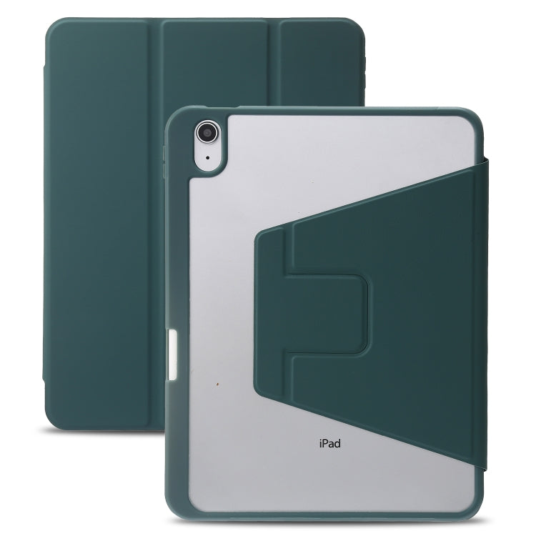 For iPad 2025 / 2022 3-Fold 360 Rotation Acrylic Leather Smart Tablet Case(Dark Green) - iPad 2025 / 2022 Cases by buy2fix | Online Shopping UK | buy2fix