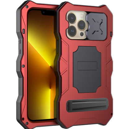 For iPhone 14 Pro Life Waterproof Camshield Tri-poof Metal Phone Case with Holder(Red) - iPhone 14 Pro Cases by buy2fix | Online Shopping UK | buy2fix