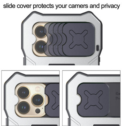 For iPhone 14 Pro Life Waterproof Camshield Tri-poof Metal Phone Case with Holder(Silver) - iPhone 14 Pro Cases by buy2fix | Online Shopping UK | buy2fix