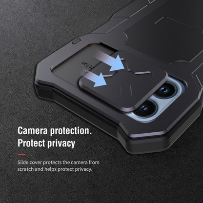 For iPhone 14 Pro Max Life Waterproof Camshield Tri-poof Metal Phone Case with Holder(Black) - iPhone 14 Pro Max Cases by buy2fix | Online Shopping UK | buy2fix