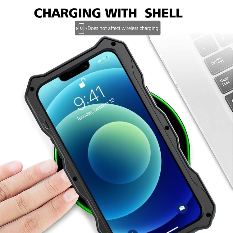 For iPhone 14 Pro Max Life Waterproof Camshield Tri-poof Metal Phone Case with Holder(Black) - iPhone 14 Pro Max Cases by buy2fix | Online Shopping UK | buy2fix