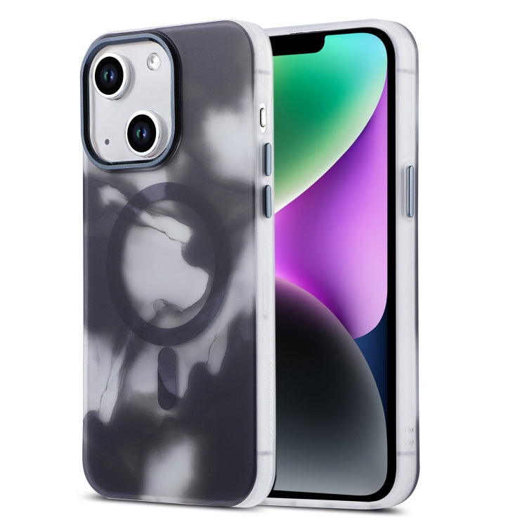 For iPhone 14 MagSafe Magnetic Ink Phone Case(Graphite Black) by buy2fix