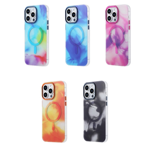 For iPhone 14 MagSafe Magnetic Ink Phone Case(Orange Yellow) by buy2fix