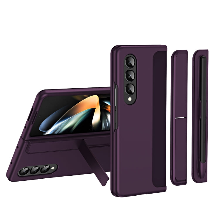 For Samsung Galaxy Z Fold4 2 in 1 Detachable Holder Pen Holder Phone Case(Purple) - Galaxy Z Fold4 5G Cases by buy2fix | Online Shopping UK | buy2fix